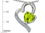 Star K™ 7mm Heart Shape Simulated Peridot and Cubic Zirconia Heart Pendant Necklace