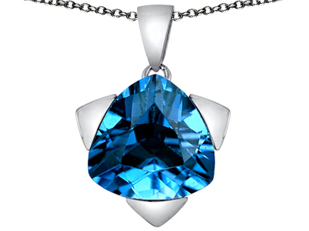 Star K™ Large 15mm Trillion Star Pendant Necklace with Simulated Blue Topaz