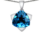 Star K™ Large 15mm Trillion Star Pendant Necklace with Simulated Blue Topaz