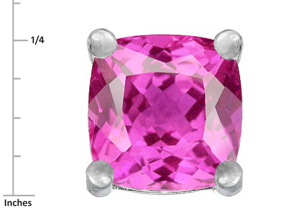 Star K™ Cushion-Cut 7mm Created Pink Sapphire Earrings Studs