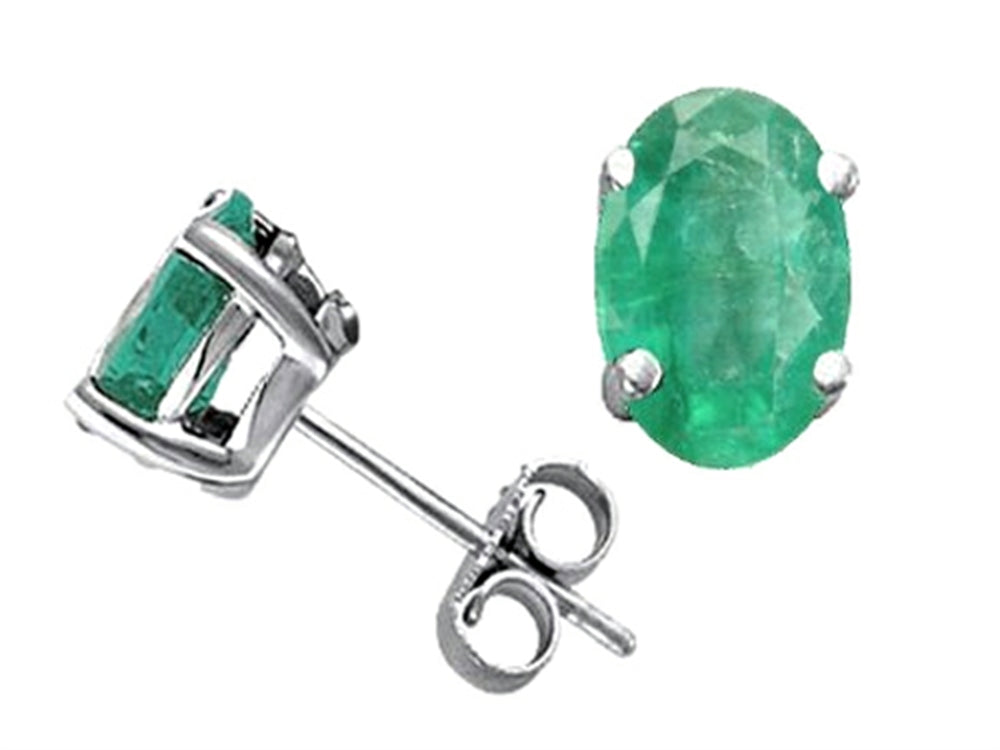 Tommaso Design™ Oval 7x5mm Genuine Emerald Earrings Studs
