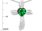 Star K™ 8mm Heart Shape Simulated Emerald Cross of Love Pendant Necklace