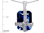 Star K™ Emerald Cut Simulated Sapphire Gift Box Pendant Necklace
