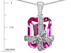 Star K™ Emerald Cut Simulated Pink Sapphire Gift Box Pendant Necklace