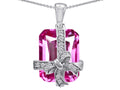 Star K™ Emerald Cut Simulated Pink Sapphire Gift Box Pendant Necklace