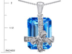 Star K™ Emerald Cut Simulated Blue Topaz Gift Box Pendant Necklace