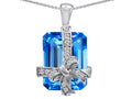 Star K™ Emerald Cut Simulated Blue Topaz Gift Box Pendant Necklace