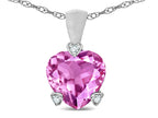 Tommaso Design™ Heart Shape 8mm Created Pink Sapphire Love Pendant Necklace