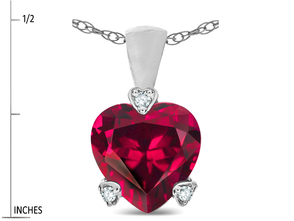 Tommaso Design™ Heart Shape 8mm Created Ruby Love Pendant Necklace
