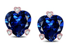 Tommaso Design™ Heart Shape 6mm Created Blue Sapphire Love Earrings Studs