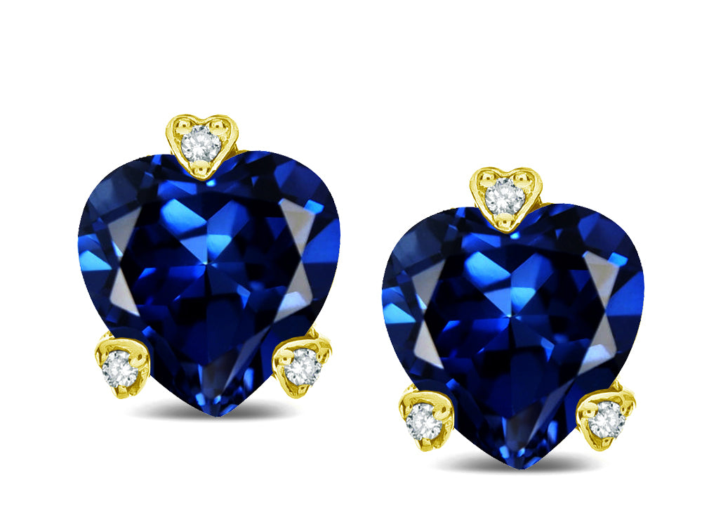 Tommaso Design™ Heart Shape 6mm Created Blue Sapphire Love Earrings Studs