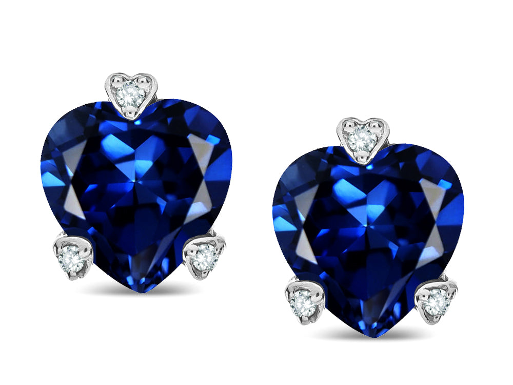 Tommaso Design™ Heart Shape 6mm Created Blue Sapphire Love Earrings Studs