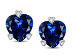 Tommaso Design™ Heart Shape 6mm Created Blue Sapphire Love Earrings Studs