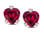 Tommaso Design™ Heart Shape 6mm Created Ruby and Rough s Love Earrings Studs