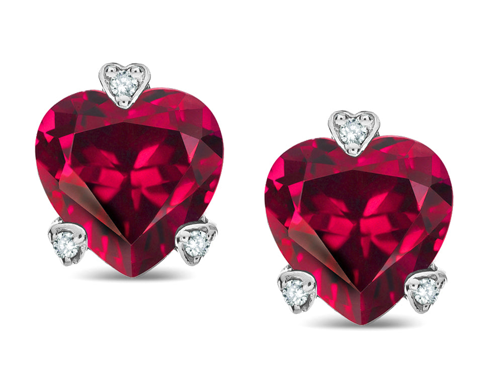 Tommaso Design™ Heart Shape 6mm Created Ruby and Rough s Love Earrings Studs