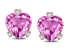 Tommaso Design™ Heart Shape 6mm Created Pink Sapphire Love Earrings Studs