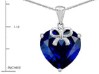 Star K™ Large Heart Shape Simulated Sapphire Ribbon Heart Pendant Necklace