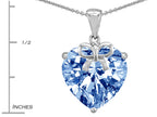 Star K™ Large Heart Shape Simulated Aquamarine Ribbon Heart Pendant Necklace