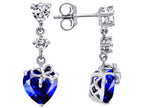 Star K™ Heart Shape Created Sapphire Ribbon Heart Dangling Studs