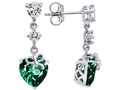 Star K™ Heart Shape Simulated Emerald Ribbon Heart Dangling Earrings Studs