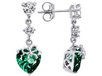 Star K™ Heart Shape Simulated Emerald Ribbon Heart Dangling Earrings Studs