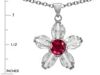 Star K™ Round Created Ruby Flower Pendant Necklace