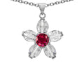 Star K™ Round Created Ruby Flower Pendant Necklace