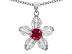 Star K™ Round Created Ruby Flower Pendant Necklace