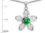 Star K™ Round Simulated Emerald Flower Pendant Necklace