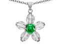 Star K™ Round Simulated Emerald Flower Pendant Necklace