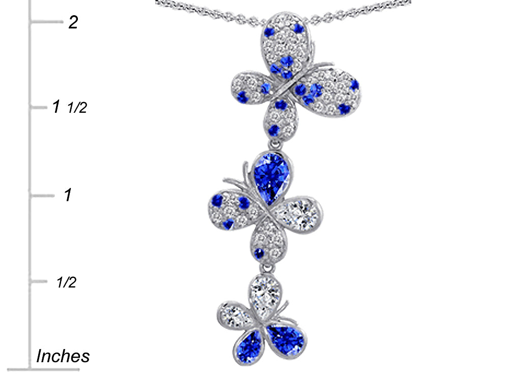 Star K™ Created Sapphire Family Butterfly Pendant Necklace