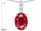 Star K ™ 8x6mm Oval Created Ruby Three Stone Pendant Necklace