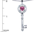 Star K™ Key To My Heart Pendant Necklace 7mm Round Created Pink Sapphire