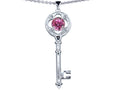 Star K™ Key To My Heart Pendant Necklace 7mm Round Created Pink Sapphire