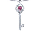 Star K™ Key To My Heart Pendant Necklace 7mm Round Created Pink Sapphire