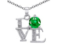 Star K™ LOVE Pendant Necklace Round 7mm Simulated Emerald
