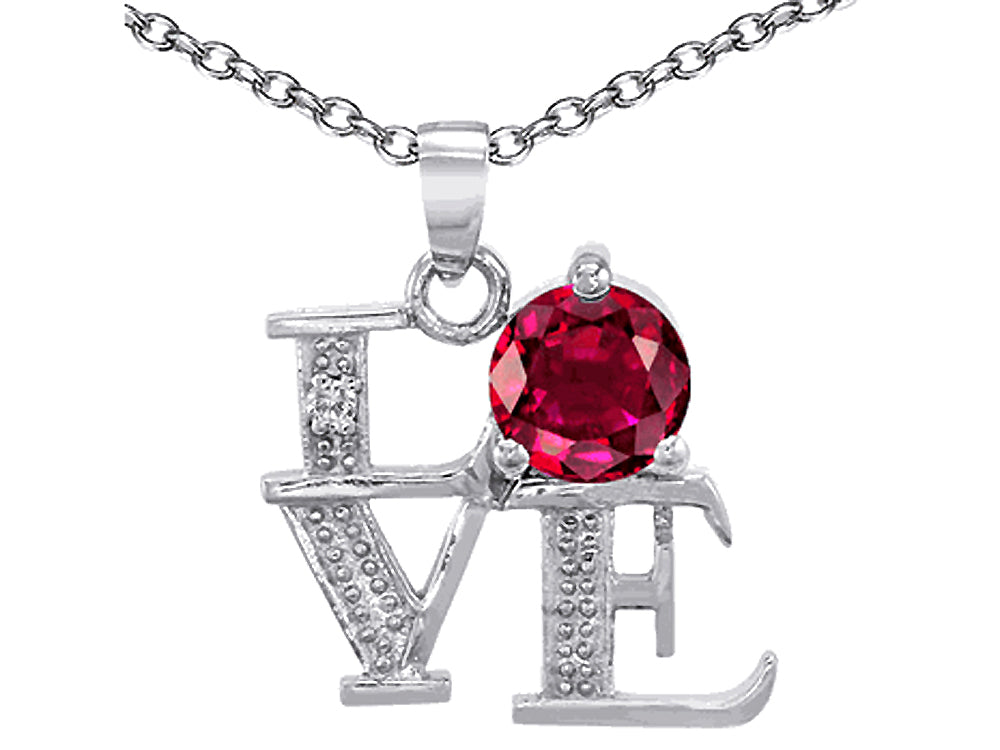 Star K™ LOVE Pendant Necklace Round 7mm Created Ruby