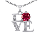 Star K™ LOVE Pendant Necklace Round 7mm Created Ruby
