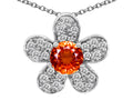 Star K™ Round Simulated Orange Mexican Fire Opal Flower Pendant Necklace