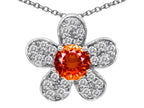 Star K™ Round Simulated Orange Mexican Fire Opal Flower Pendant Necklace