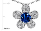 Star K™ Round Created Sapphire Flower Pendant Necklace