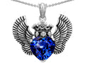 Star K™ Heart Shape Created Sapphire Wings True Love Pendant Necklace