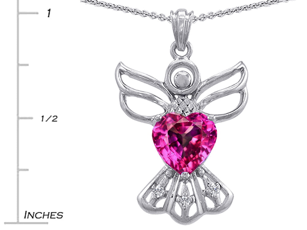 Star K™ Guardian Angel Love and Protection Created Pink Sapphire Heart Pendant Necklace