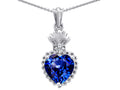 Star K™ Flaming Heart Protection Created Sapphire Pendant Necklace
