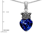 Star K™ True Love Created Sapphire Heart Crown Pendant Necklace