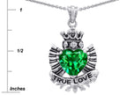 Star K™ True Love Simulated Emerald Heart Crown Angel Wings Pendant Necklace