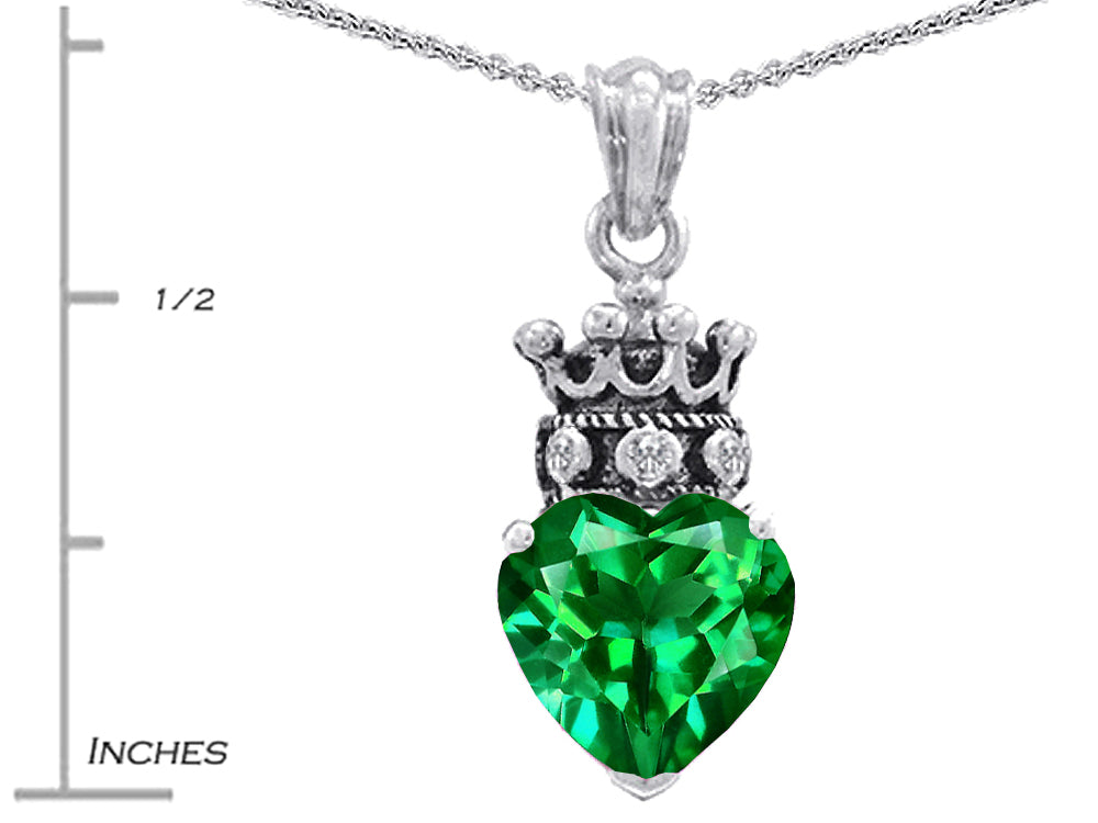 Star K™ Simulated Emerald Heart Crown True Love Pendant Necklace