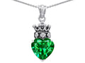 Star K™ Simulated Emerald Heart Crown True Love Pendant Necklace