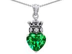 Star K™ Simulated Emerald Heart Crown True Love Pendant Necklace