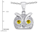 Star K™ Round Simulated Citrine Good Luck Owl Pendant Necklace